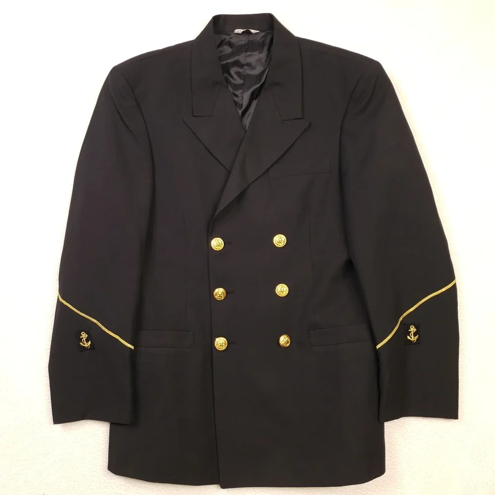Marlow White Service Dress Blue Jacket Mens 38R Black Military Uniform Coat Navy